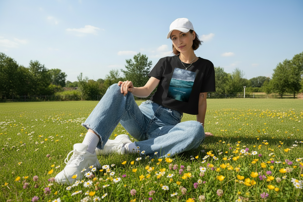 Women's calm is strength ocean crop top